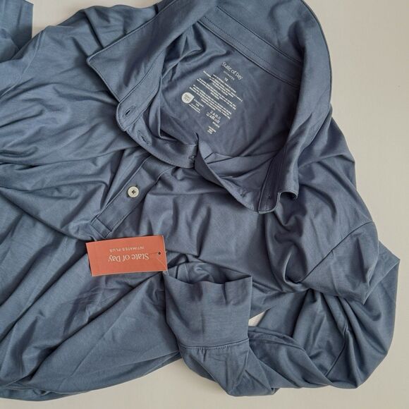 NWT State of Day Women's Fluid-Knit Collared Sleepshirt Dress Sea coral Or Blue - Picture 4 of 4